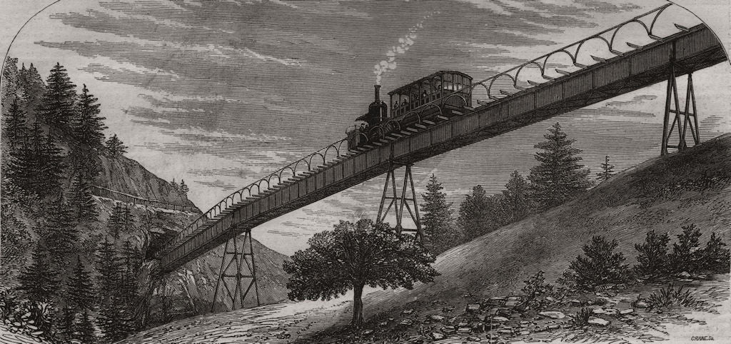 The Righi mountain railway, Switzerland 1871 old antique vintage print picture